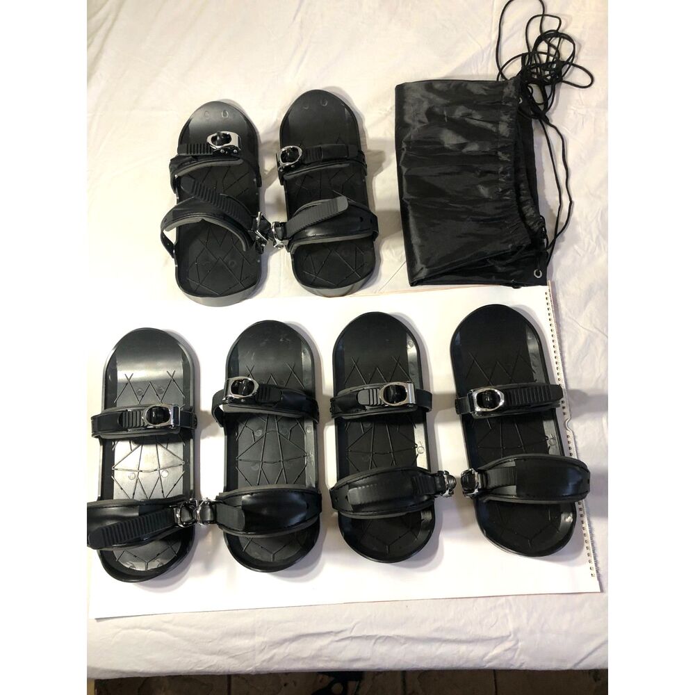 Mini Ski Skates Adjustable Short Snow Skiboards Snowblades Shoe Skis Bags Black